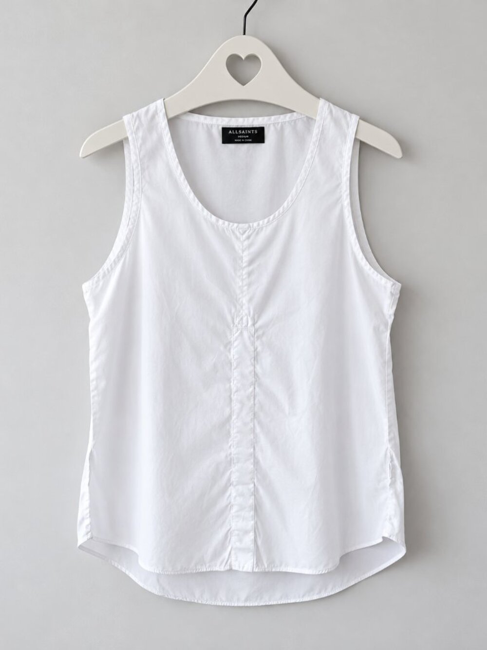 AllSaints Kalk White 100% Cotton Sleeveless Top Tank Size M PTP20